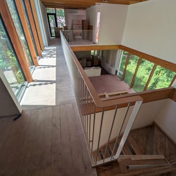 White modern mezzanine railing 