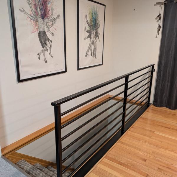 alternative view of the flat black horizontal railing