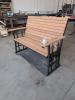 Front view of the bench with wrought iron legs